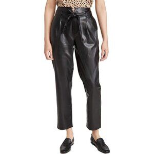 Paige Womens Melila Black Faux Leather High-Rise Paperbag Size 12